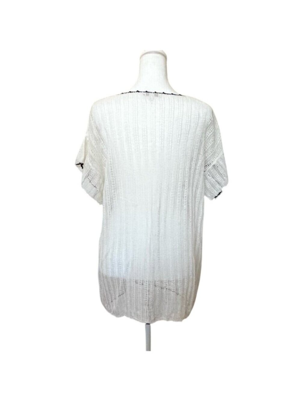Minnie Rose XL Linen Blend Open Knit Beach Cover Up Tunic Sheer Boho - Picture 5 of 11